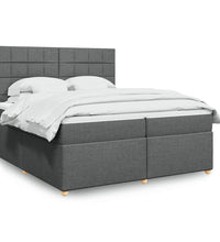 Boxspringbett mit Matratze Dunkelgrau 200x200 cm Stoff
