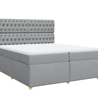 Boxspringbett mit Matratze Hellgrau 200x200 cm Stoff