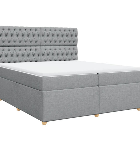 Boxspringbett mit Matratze Hellgrau 200x200 cm Stoff