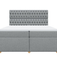Boxspringbett mit Matratze Hellgrau 200x200 cm Stoff