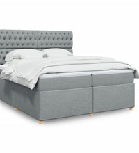 Boxspringbett mit Matratze Hellgrau 200x200 cm Stoff