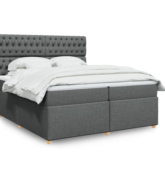 Boxspringbett mit Matratze Dunkelgrau 200x200 cm Stoff