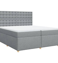 Boxspringbett mit Matratze Hellgrau 200x200 cm Stoff