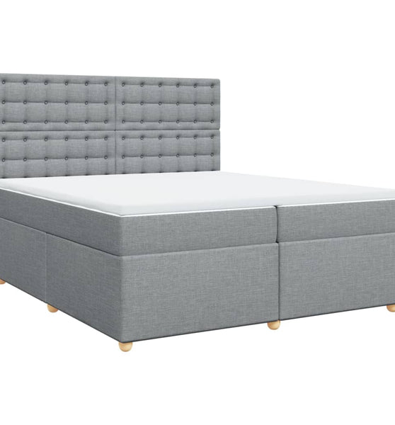 Boxspringbett mit Matratze Hellgrau 200x200 cm Stoff