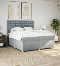 Boxspringbett mit Matratze Hellgrau 200x200 cm Stoff