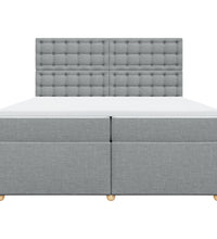 Boxspringbett mit Matratze Hellgrau 200x200 cm Stoff