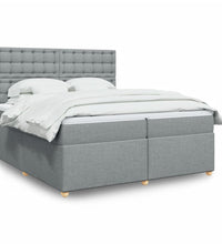 Boxspringbett mit Matratze Hellgrau 200x200 cm Stoff