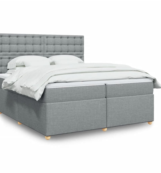 Boxspringbett mit Matratze Hellgrau 200x200 cm Stoff