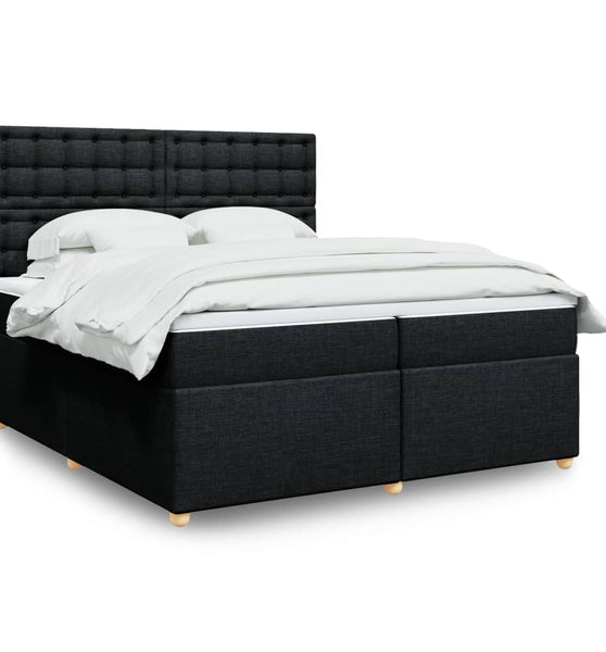 Boxspringbett mit Matratze Schwarz 200x200 cm Stoff