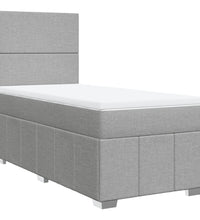 Boxspringbett mit Matratze Hellgrau 90x190 cm Stoff