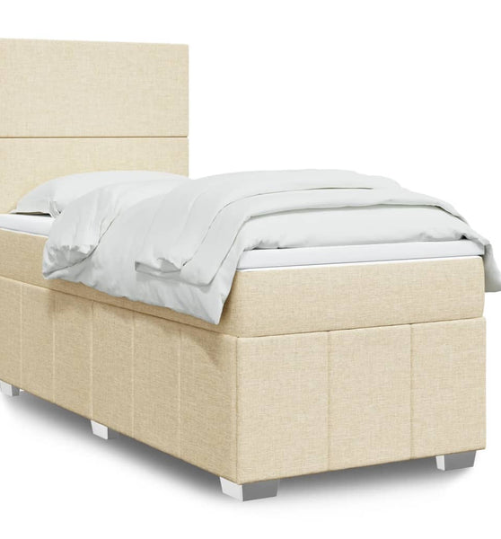 Boxspringbett mit Matratze Creme 90x190 cm Stoff