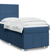 Boxspringbett mit Matratze Blau 90x190 cm Stoff