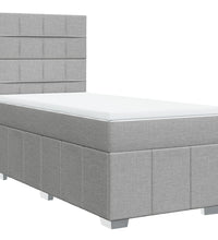 Boxspringbett mit Matratze Hellgrau 90x190 cm Stoff