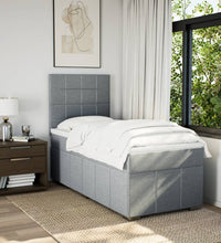 Boxspringbett mit Matratze Hellgrau 90x190 cm Stoff