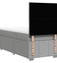 Boxspringbett mit Matratze Hellgrau 90x190 cm Stoff