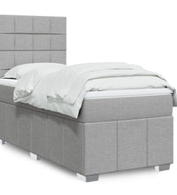 Boxspringbett mit Matratze Hellgrau 90x190 cm Stoff
