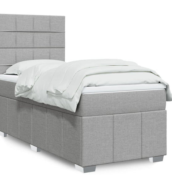 Boxspringbett mit Matratze Hellgrau 90x190 cm Stoff