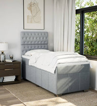 Boxspringbett mit Matratze Hellgrau 90x190 cm Stoff