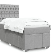 Boxspringbett mit Matratze Hellgrau 90x190 cm Stoff