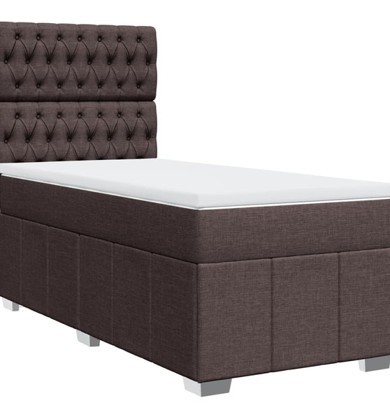 Boxspringbett mit Matratze Dunkelbraun 90x190 cm Stoff