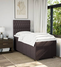 Boxspringbett mit Matratze Dunkelbraun 90x190 cm Stoff