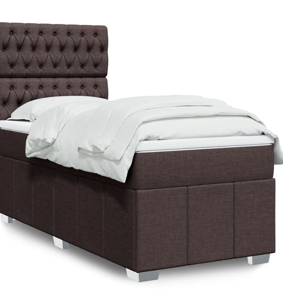 Boxspringbett mit Matratze Dunkelbraun 90x190 cm Stoff