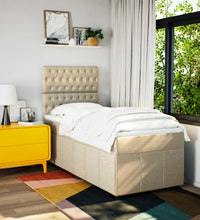 Boxspringbett mit Matratze Creme 90x190 cm Stoff