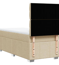 Boxspringbett mit Matratze Creme 90x190 cm Stoff