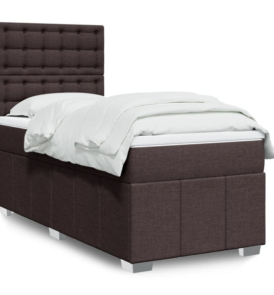 Boxspringbett mit Matratze Dunkelbraun 90x190 cm Stoff