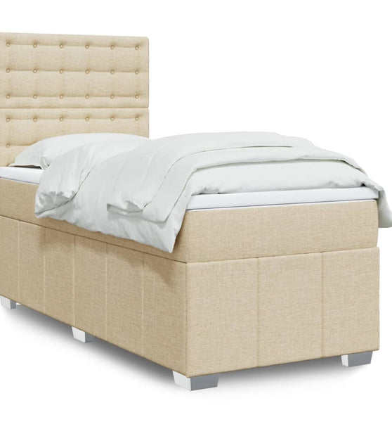 Boxspringbett mit Matratze Creme 90x190 cm Stoff