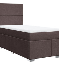 Boxspringbett mit Matratze Dunkelbraun 90x200 cm Stoff