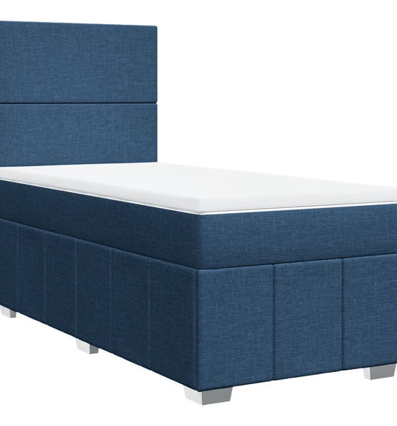 Boxspringbett mit Matratze Blau 90x200 cm Stoff