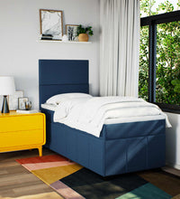 Boxspringbett mit Matratze Blau 90x200 cm Stoff