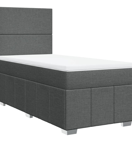 Boxspringbett mit Matratze Dunkelgrau 100x200 cm Stoff