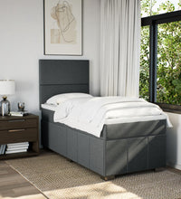 Boxspringbett mit Matratze Dunkelgrau 100x200 cm Stoff