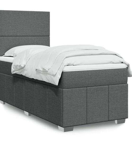 Boxspringbett mit Matratze Dunkelgrau 100x200 cm Stoff