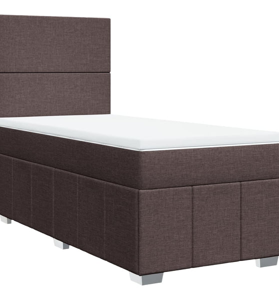 Boxspringbett mit Matratze Dunkelbraun 100x200 cm Stoff