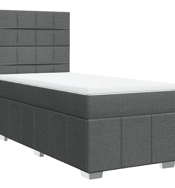 Boxspringbett mit Matratze Dunkelgrau 100x200 cm Stoff