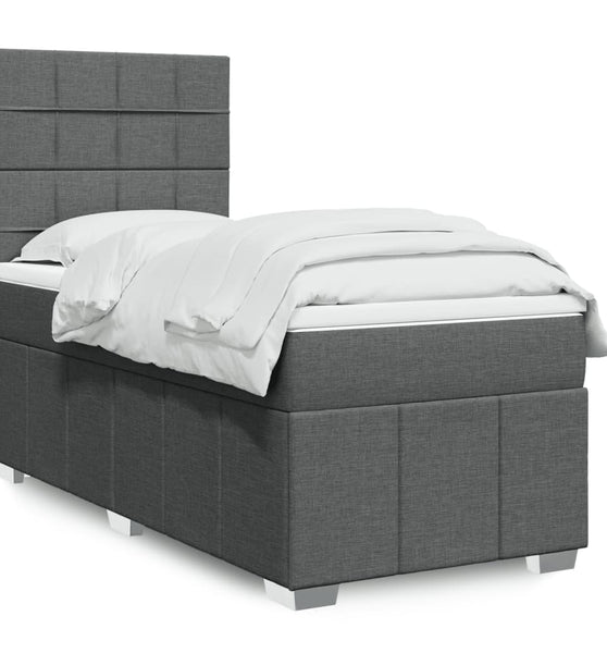 Boxspringbett mit Matratze Dunkelgrau 100x200 cm Stoff
