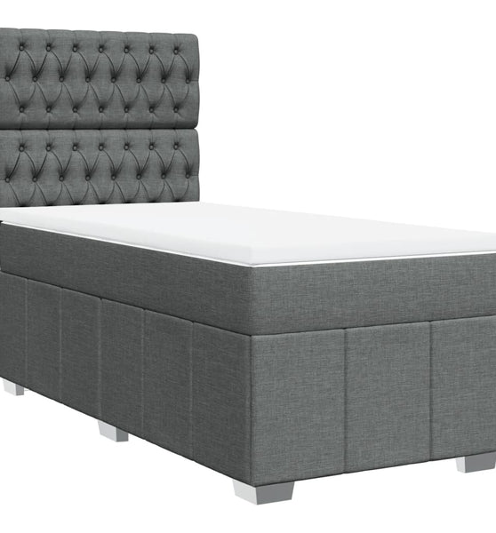 Boxspringbett mit Matratze Dunkelgrau 100x200 cm Stoff