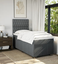 Boxspringbett mit Matratze Dunkelgrau 100x200 cm Stoff