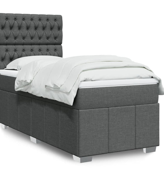 Boxspringbett mit Matratze Dunkelgrau 100x200 cm Stoff