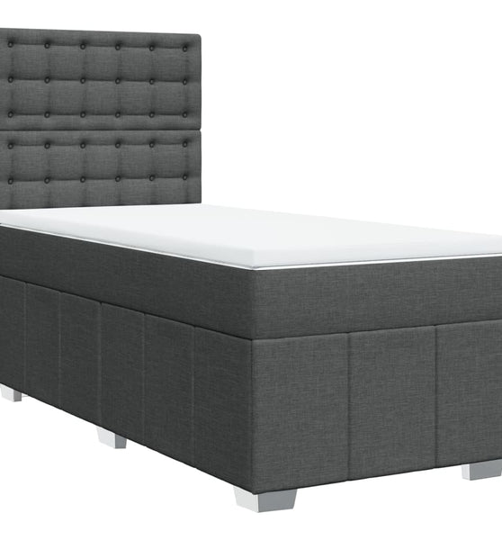 Boxspringbett mit Matratze Dunkelgrau 100x200 cm Stoff