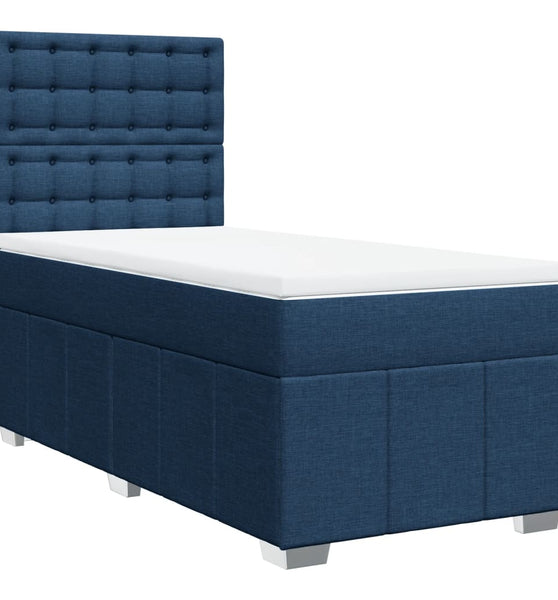 Boxspringbett mit Matratze Blau 100x200 cm Stoff