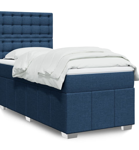 Boxspringbett mit Matratze Blau 100x200 cm Stoff