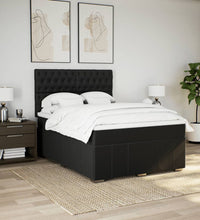 Boxspringbett mit Matratze Schwarz 140x190 cm Stoff