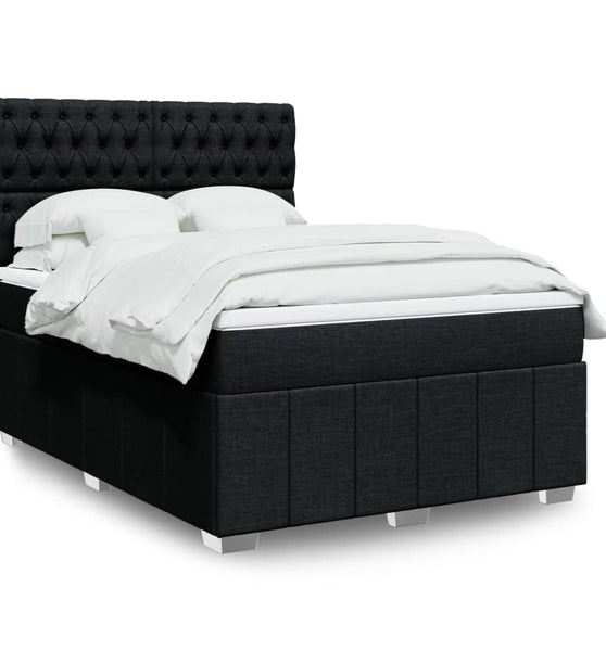 Boxspringbett mit Matratze Schwarz 140x190 cm Stoff