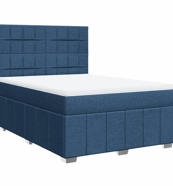 Boxspringbett mit Matratze Blau 140x200 cm Stoff