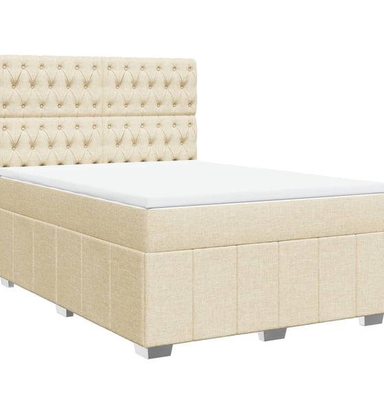 Boxspringbett mit Matratze Creme 140x200 cm Stoff