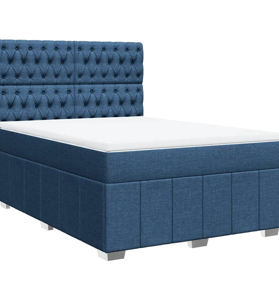 Boxspringbett mit Matratze Blau 140x200 cm Stoff